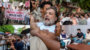शिक्षा व्यवस्था और परीक्षा घोटालों के विरोध में देशभर में प्रदर्शन तेज, संसद परिसर में काले कपड़ों में उतरे विपक्षी सांसद Protests against the education system and exam scams intensify across the country; opposition MPs appear in the Parliament complex dressed in black